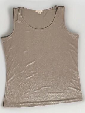 Erin London Silver Metallic Shimmer Tank Top Sparkly Stretch Shell Size Small S